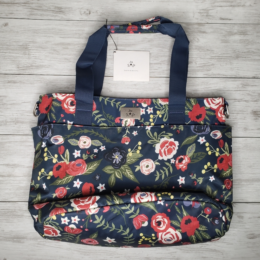 Jujube Encore Tote Midnight Posy NEW Diaper Bag Insulated Changing Pad Straps